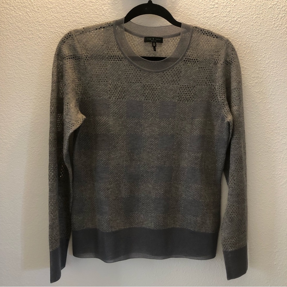 Women’s Rag & Bone Charlotte Mixed-Knit Alpaca Checkered Sweater Metallic